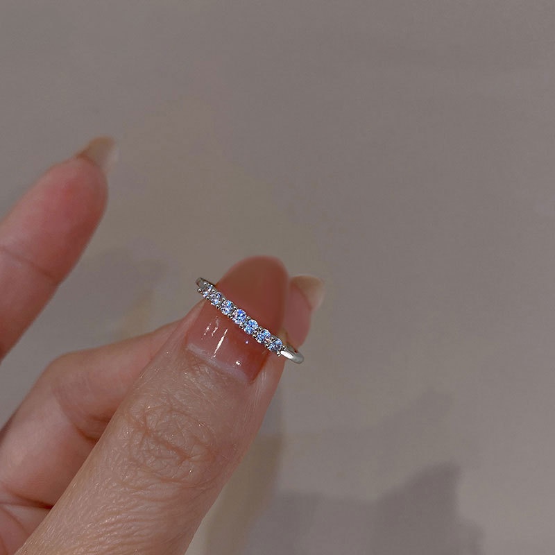 Cincin Kristal Zircon Bentuk Hati Gaya Korea Untuk Wanita