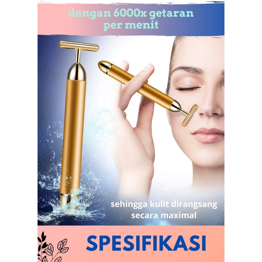 24K gold beauty bar alat pijat wajah tirus pengencang kulit pipi