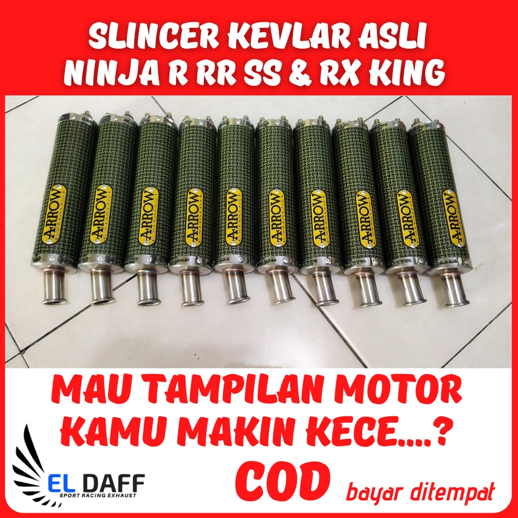 Silincer Knalpot Racing Ninja R RR SS RX King Arrow Motif Tulang Silencer Karbon Kevlar Suara Super 