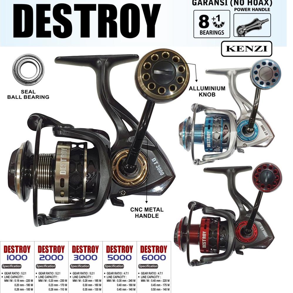 "GIB.25Au22ᵀ" REEL KENZI DESTROY 1000/2000/3000/5000/6000 ALLUMINIUM KNOB SEAL BALL BEARING METAL HA