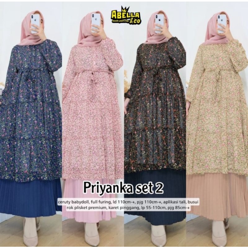 Priyanka Set by Abella Setelan Tunik + Rok Plisket Premium