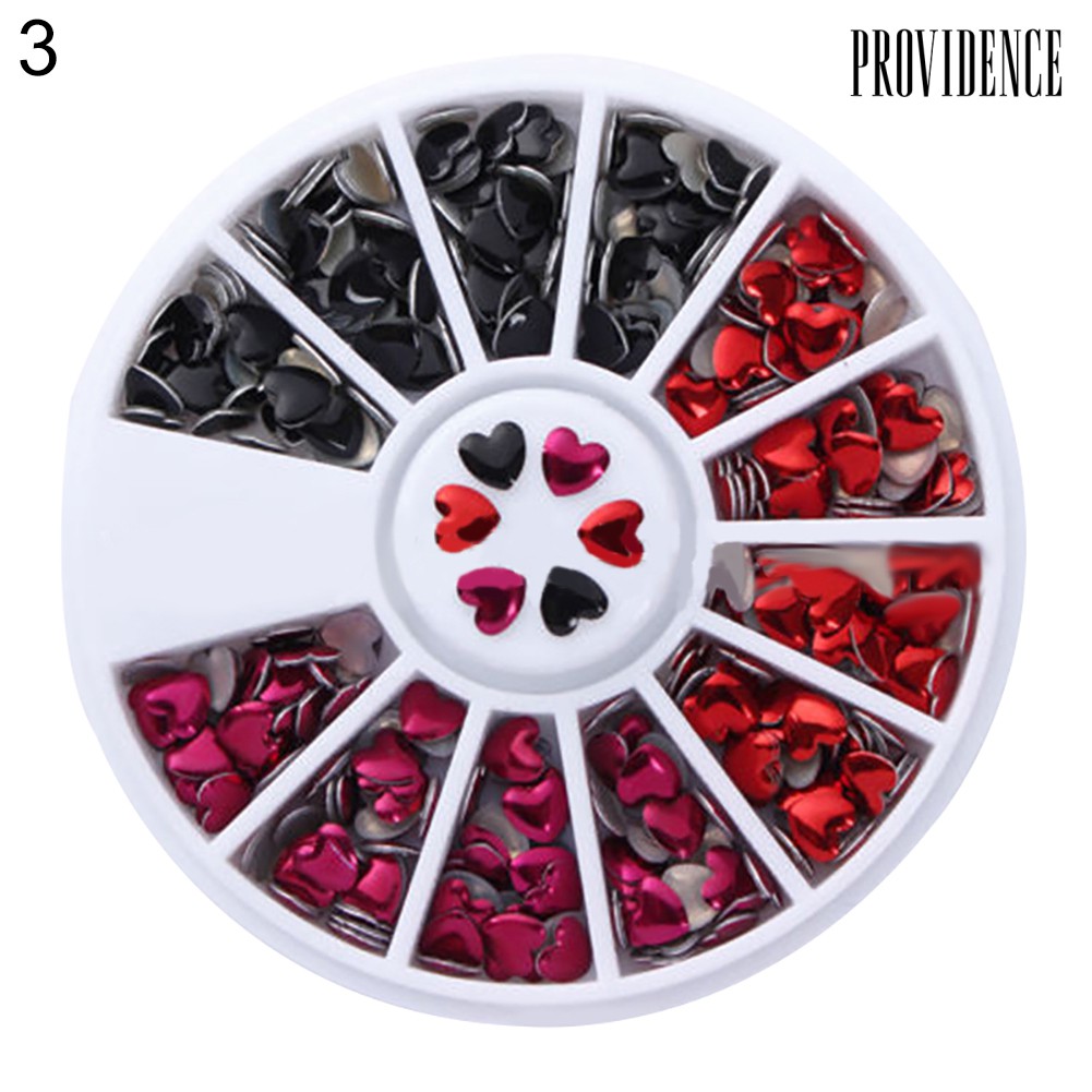 Providence Love Heart Shaped Metal Rivet DIY Nail Art Tips Mixed Color Stickers 1 Wheel Box