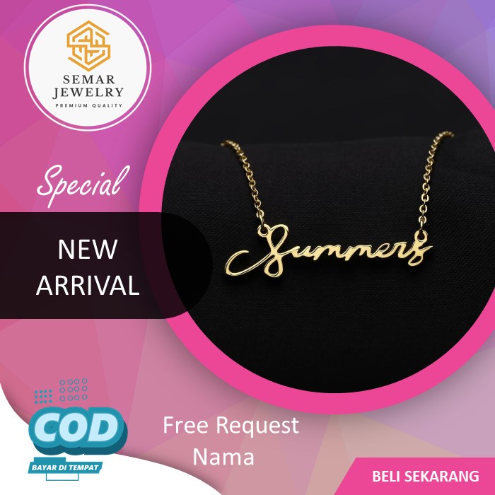 kalung ukir nama custom Lapis emas24k anti karat