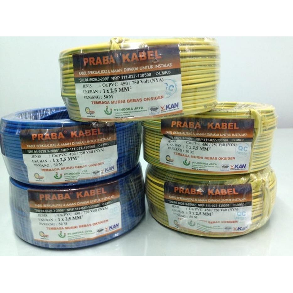 *pertukangan* KABEL LISTRIK , PRABA - NYA 1 X 2,5 @ 100 mtr / Rol