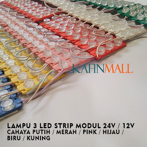 LAMPU LED MODUL 1PCS 3 MATA BESAR DC 12V / 24V VARIASI LAMPU MOBIL MOTOR MODULE