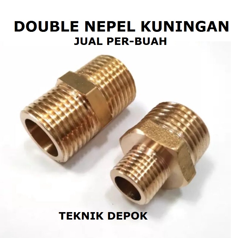 Double Nepel 1/2 x 5/8 nch Kuningan Sambungan Drat Luar Male Nepple Dobel Nipel Kuningan 1/2 x 5/8 i