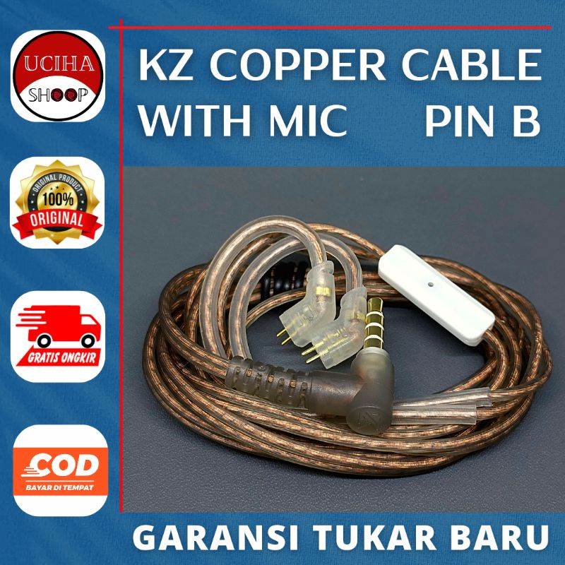 (TERMURAH) Kabel KZ Copper (MIC) 2 pin Type A B C (QDC) for KZ EDX ZST CCA TRN Cable pengganti-1