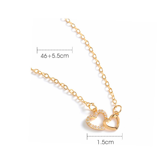 Fashion Cinta Ganda Wanita Kalung Rantai Klavikula Berbentuk Hati Berlian Fashion Korea Hari Valentine / Hadiah Ulang Tahun Untuk Pacar