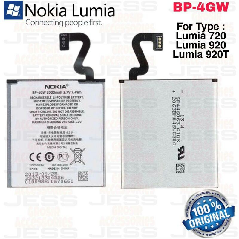 Baterai Battery Batre Original Cabutan NOKIA Lumia 920 Lumia 720 Android BP4GW , BP-4GW