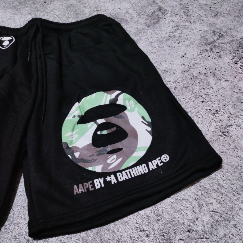 SHORT PANTS / CELANA PENDEK BAPE LOGO CAMO HITAM AUTHENTIC