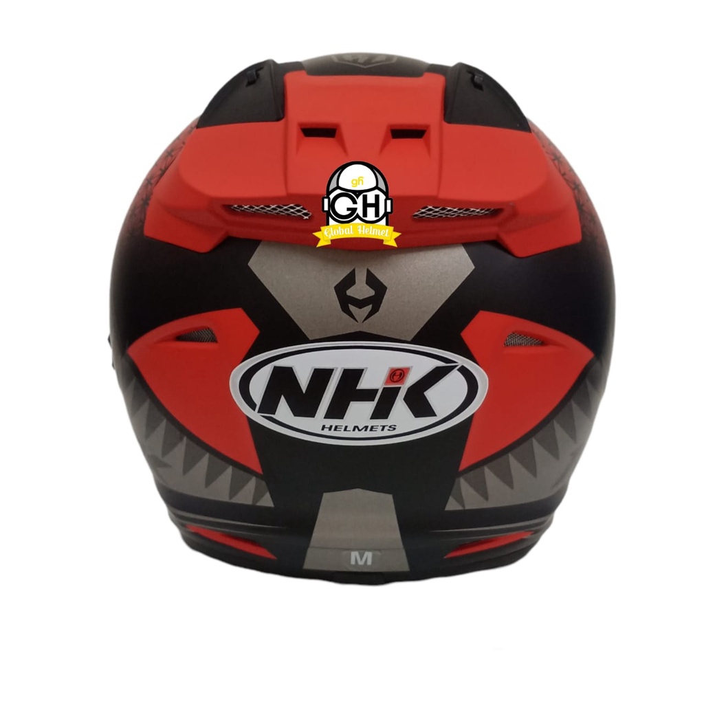 HELM NHK R1 MOTIF BIZARE RED SILVER DOFF NHK R-1 BIZARE RED SILVER DOFF DOUBLE VISOR