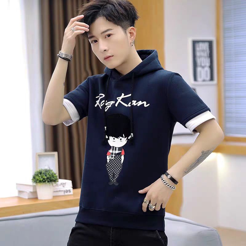 BAJU HOODIE RAGKAN Pakaian Pria Sweater Keren Lengan Pendek Kekinian Remaja Pria