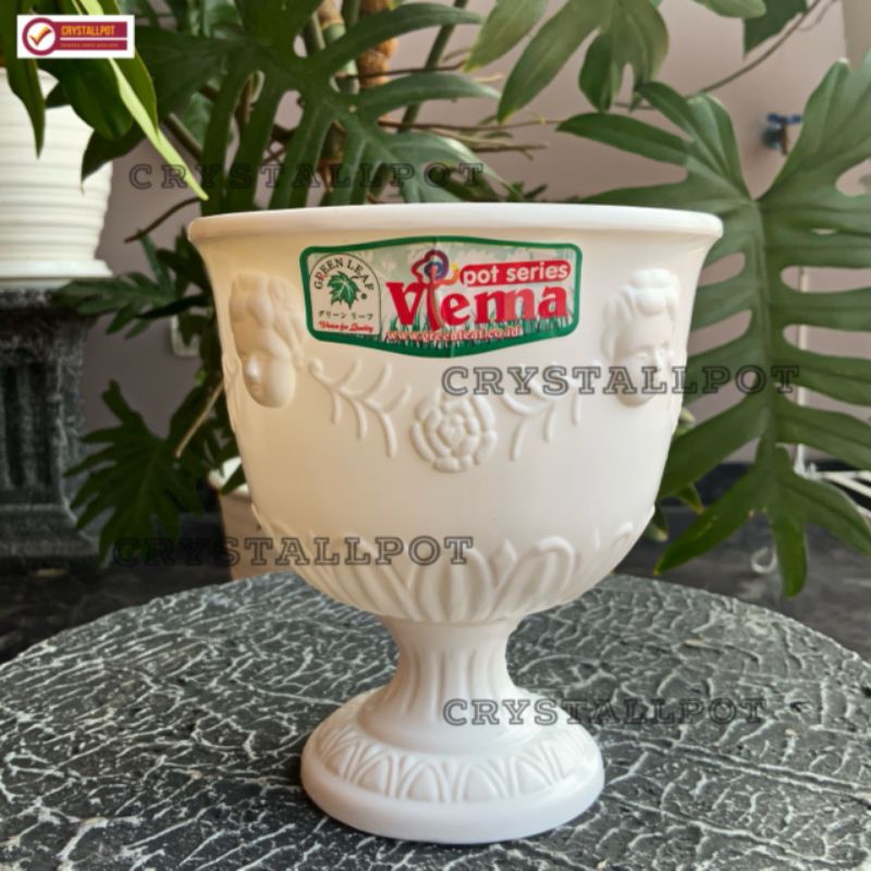 Pot bunga tanaman piala hias interior putih 13,5cm - GREEN LEAF 624