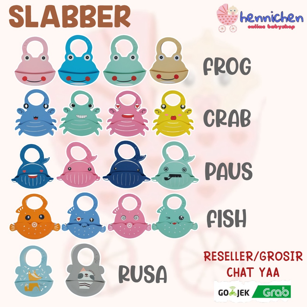 BIB ANAK BIB BAYI SLABBER SILICONE CELEMEK MAKAN ANAK MOTIF KARAKTER ANIMAL LUCU