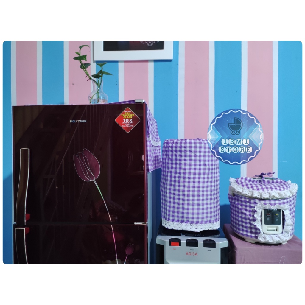 Paket Hemat 3in1 TAPLAK KULKAS SARUNG GALON ATAS dan SARUNG MAGICOM Motif Estetik Kekinian Kotak Gingham Gaya Korea by Ismi Store