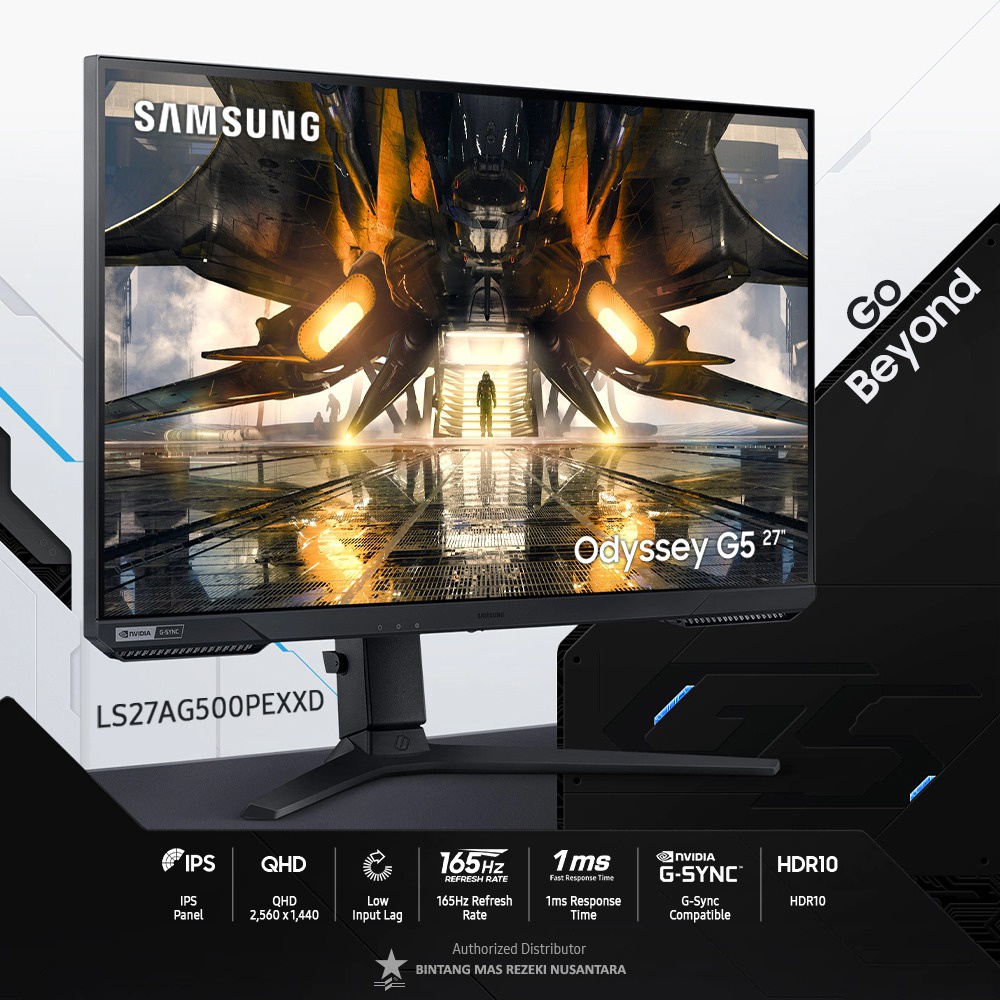 Samsung Odyssey G5 S27AG500 27 Inch Gaming Monitor QHD IPS 165Hz HDR10