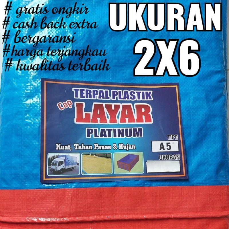 TERPAL PLASTIK A5 UKURAN 2x6 CAP LAYAR