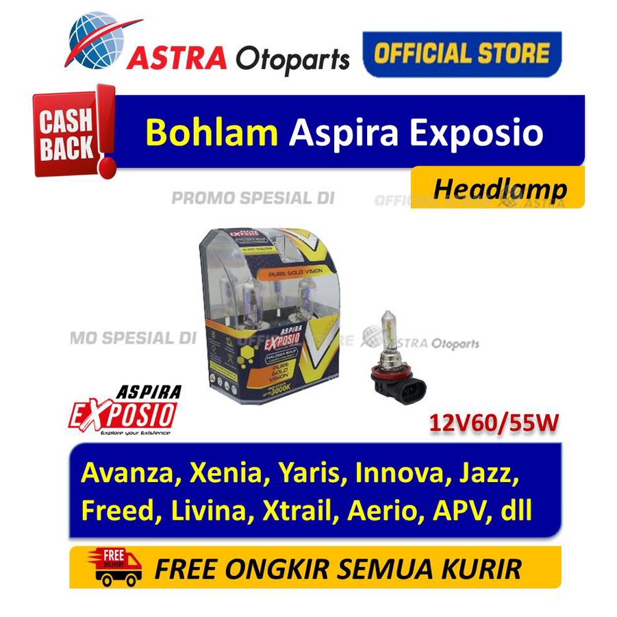 Jual Lampu Halogen Aspira Exposio H P T V W Pure Gold Vision