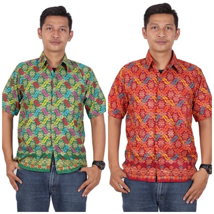 Kemeja batik pria lengan pendek semi sutra KPD201