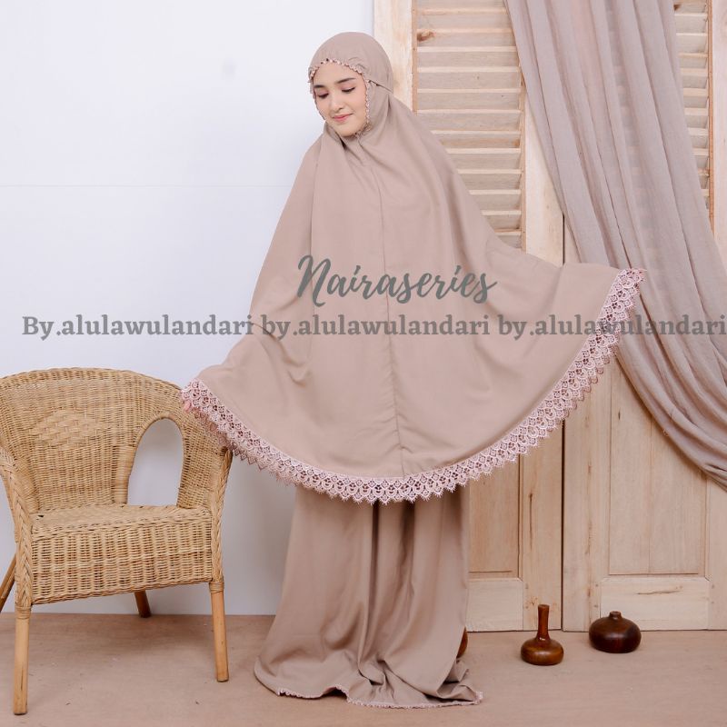 Mukena Nairaseries katun polos dewasa renda giper