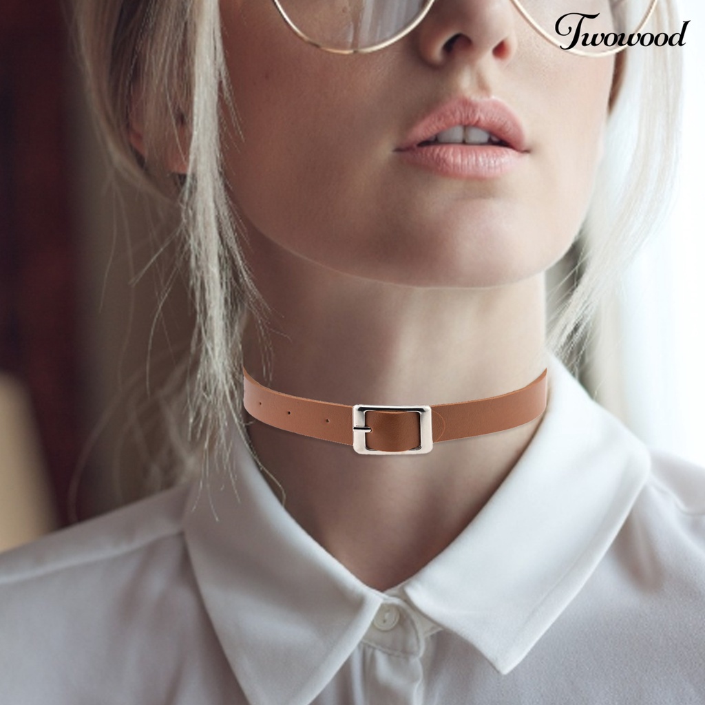 Kalung Choker Bahan Kulit Imitasi Gaya Punk Retro Untuk Kencan