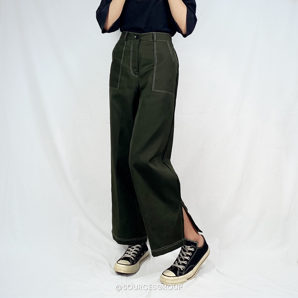 IL - NEW ARIVAL-Melva Slit Pants Wanita | Celana Kulot Wanita Panjang Belahan