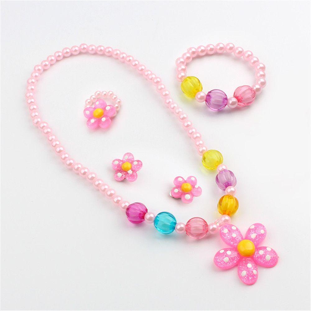 R-flower 5Pcs Set Perhiasan Gelang Bunga Mutiara Artificial Lucu