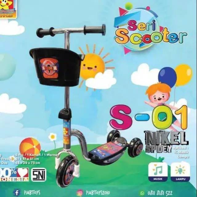 Scooter Skuter Mainan Anak PMB S-01 Nikel