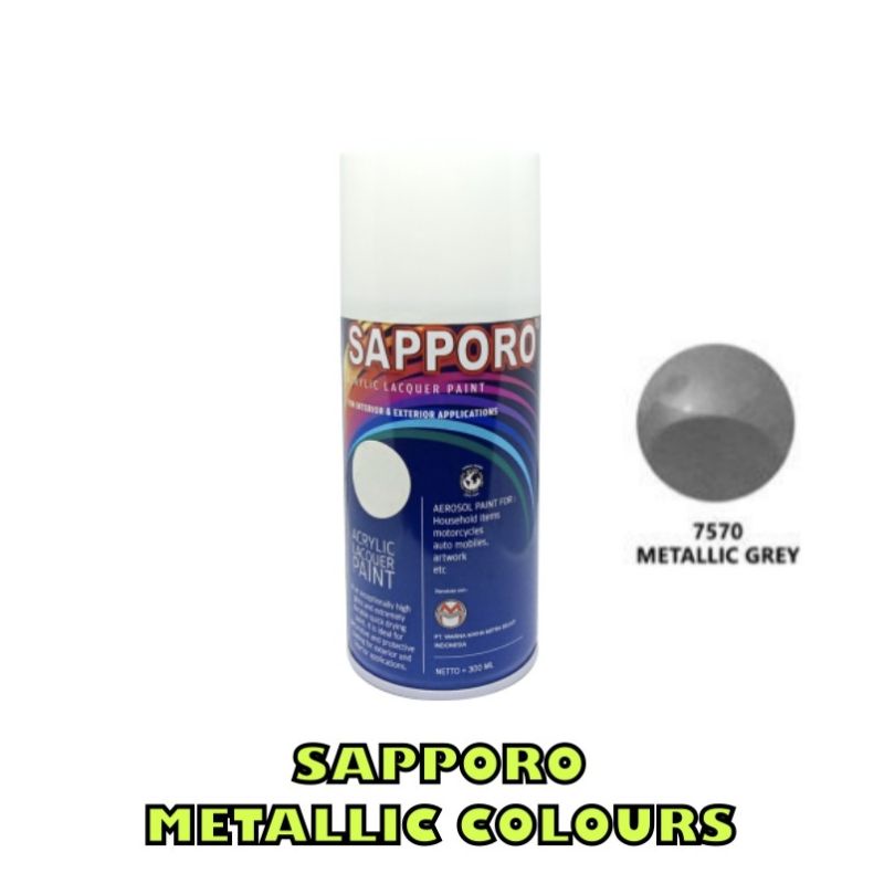 SAPPORO 7570 METALLIC GREY CAT SEMPROT SPRAY PAINT WARNA ABU Metalik saporo bukan merk PYLOX DITON S