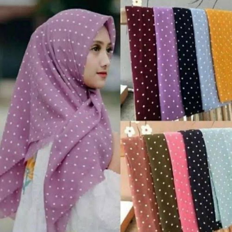 HIJAB PASHMINA POLOS POLKADOT TERBARU KUALITAS PREMIUM