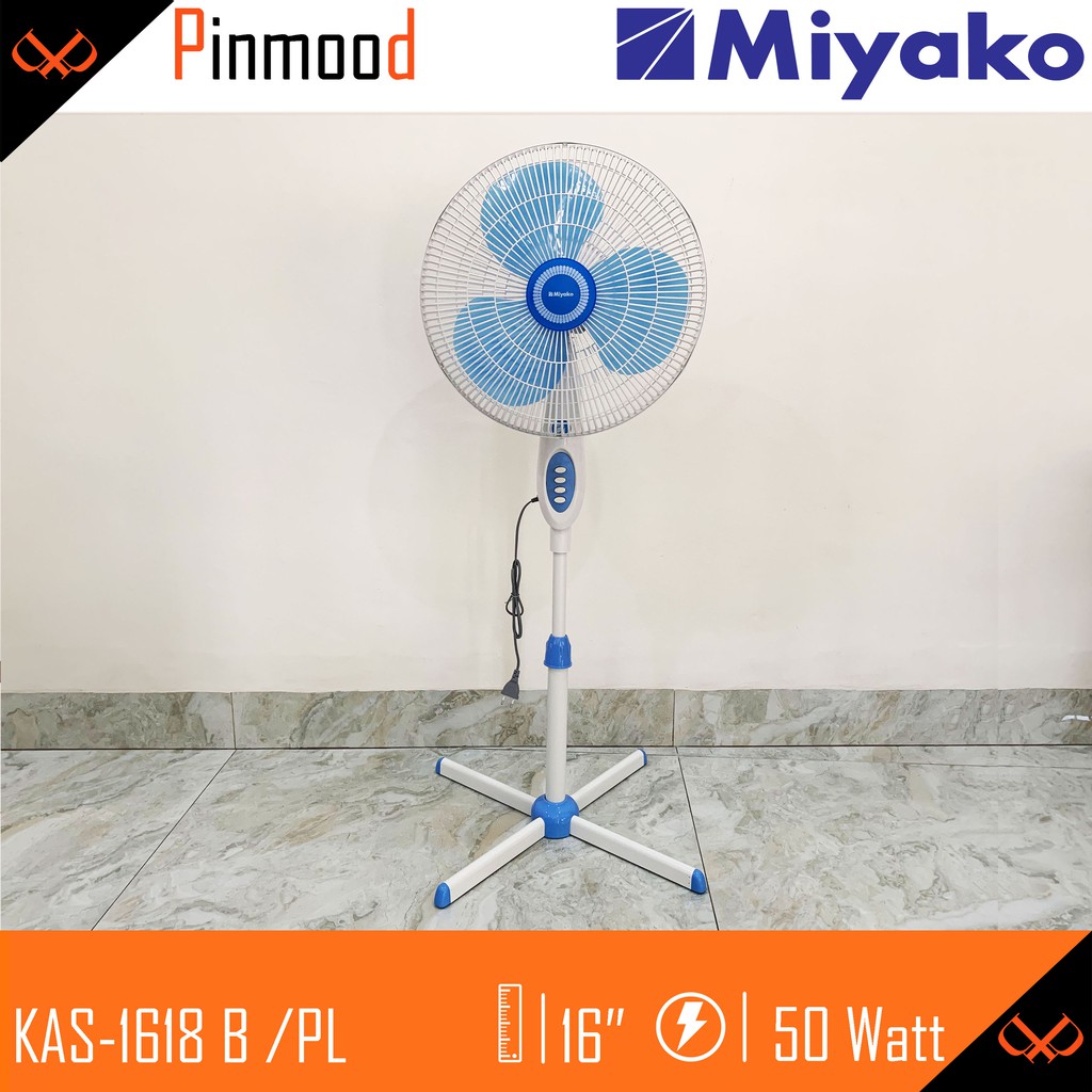 MIYAKO STAND FAN / KIPAS ANGIN BERDIR 16 INCH KAS-1618 B PL 2 IN 1 PLASTIK NEW MURAH