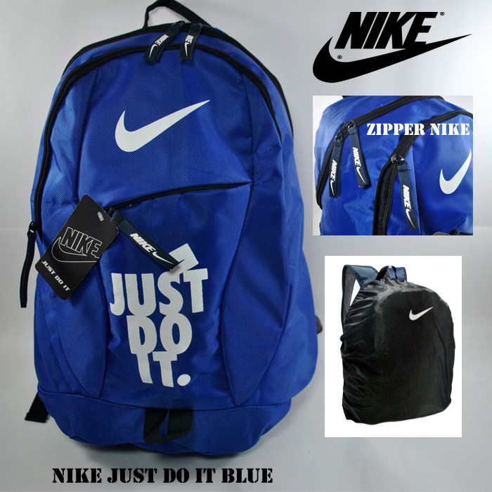TAS RANSEL NIKE JUST DO IT/ BACKPACK NIKE JUST DO IT BIRU LIS PUTIH