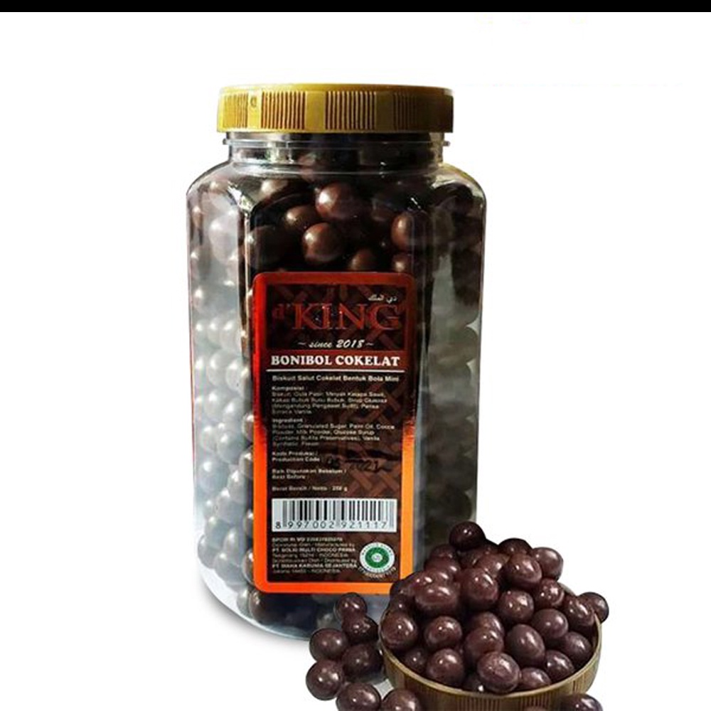 D'KING Bonibol Biskuit Coklat Bentuk Bola Mini Bonibol 3 Kombinasi Coklat / Keju / Susu / 1 TOPLES 250 GRAM