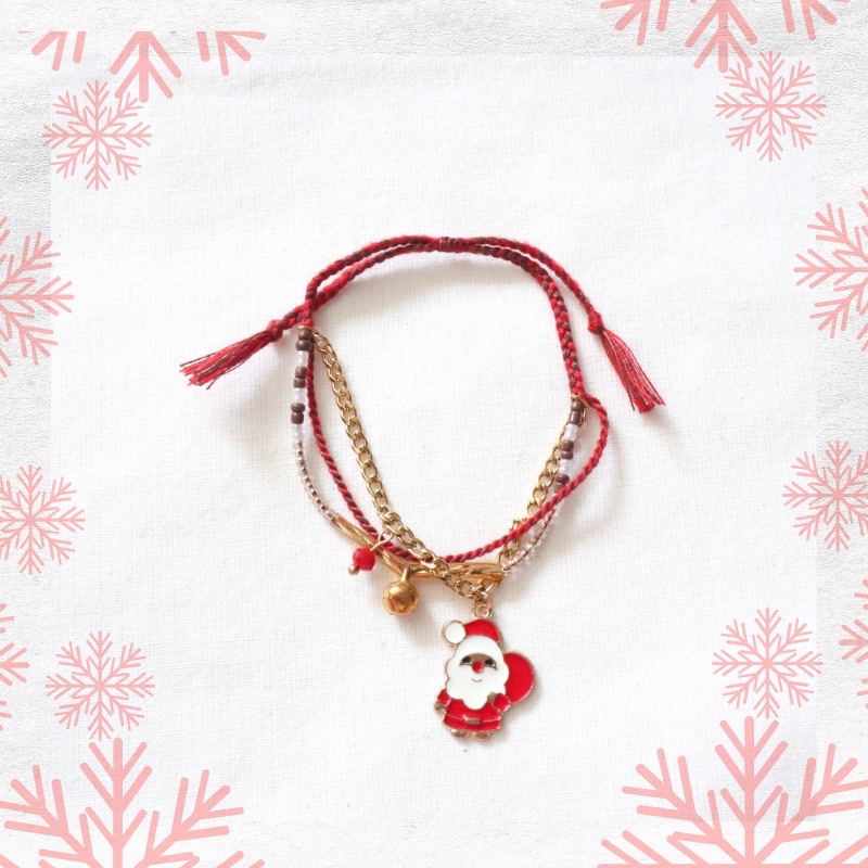 gelang tangan SANTA 3ply bracelet loliastuff (gelang rantai/ gelang natal/ gelang christmas/ gelang friendship/ gelang anak/ gelang tali/ gelang twist/ gelang beads/ gelang mote)