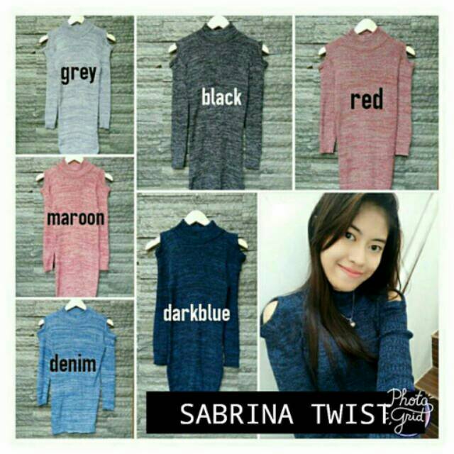 Sabrina Twiss Dress Baju Rajut Panjang Wanita