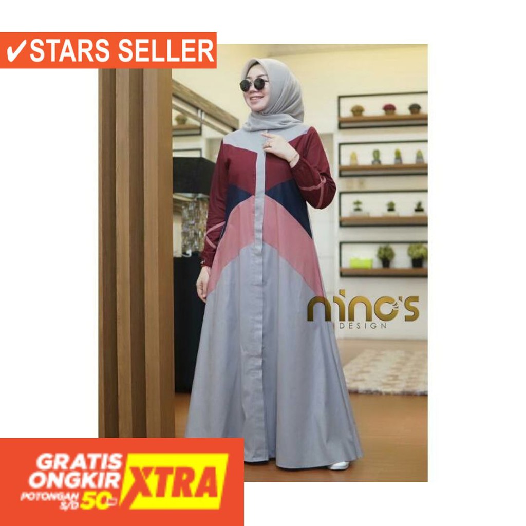 BAJU LEBARAN PAKAIAN MUSLIMAH SYARI BERGO BALOTELI / Gamis NINOS GM 119