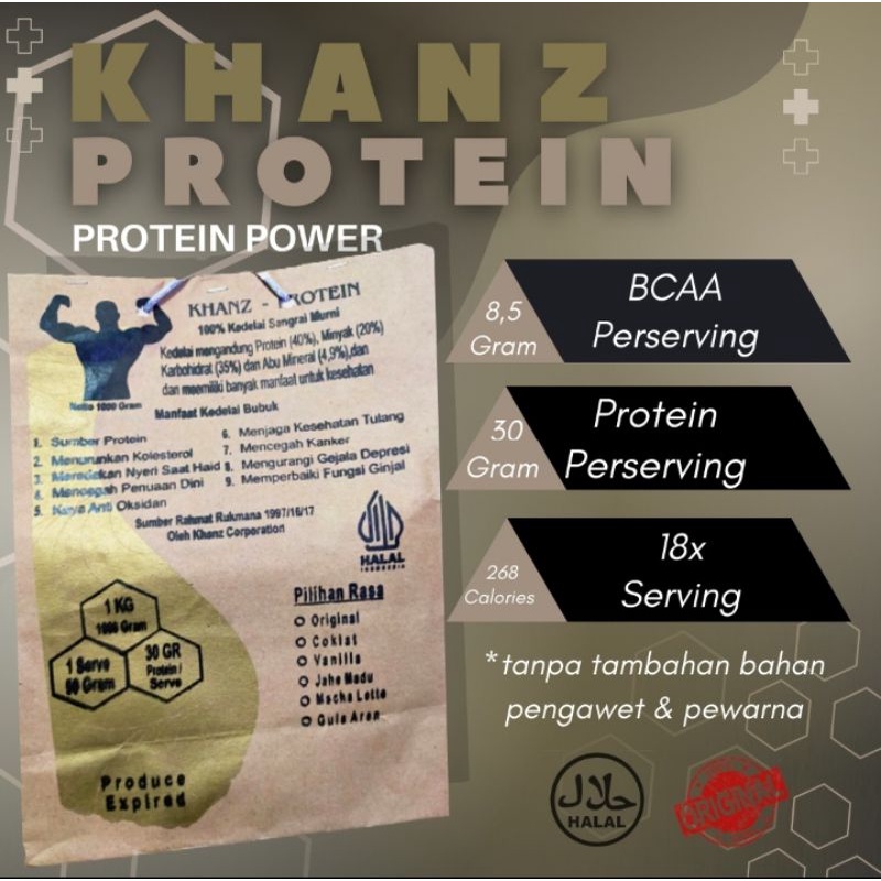 KHANZ PROTEIN WHEY PROTEIN BUBUK SUSU KEDELAI 1KG(1000GRAM)