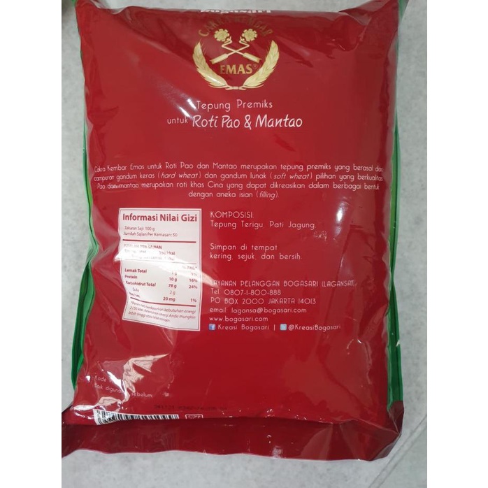 

TEPUNG CAKRA KEMBAR EMAS ROTI PAO DAN MANTAO 5 KG