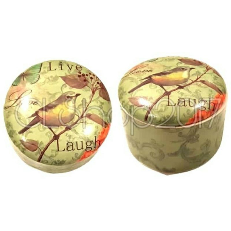 CERAMIC STORAGE &quot;LIVE LAUGH&quot; Diameter: 8cm, Tinggi: 6cm