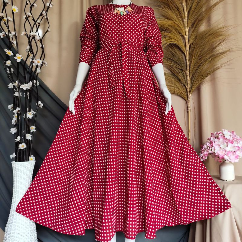 gamis monalisa polkadot trendy terbaru  luxury maxy busui friendly mayung jumbo fit to xL