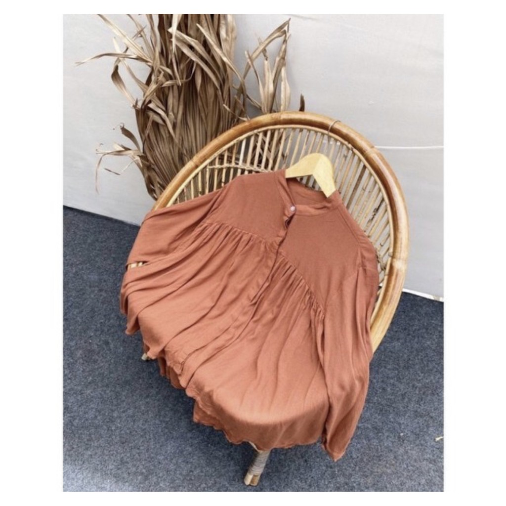 CRINCLE BLOUSE / BLOUSE RAYON-CRINCLE TERACOTA