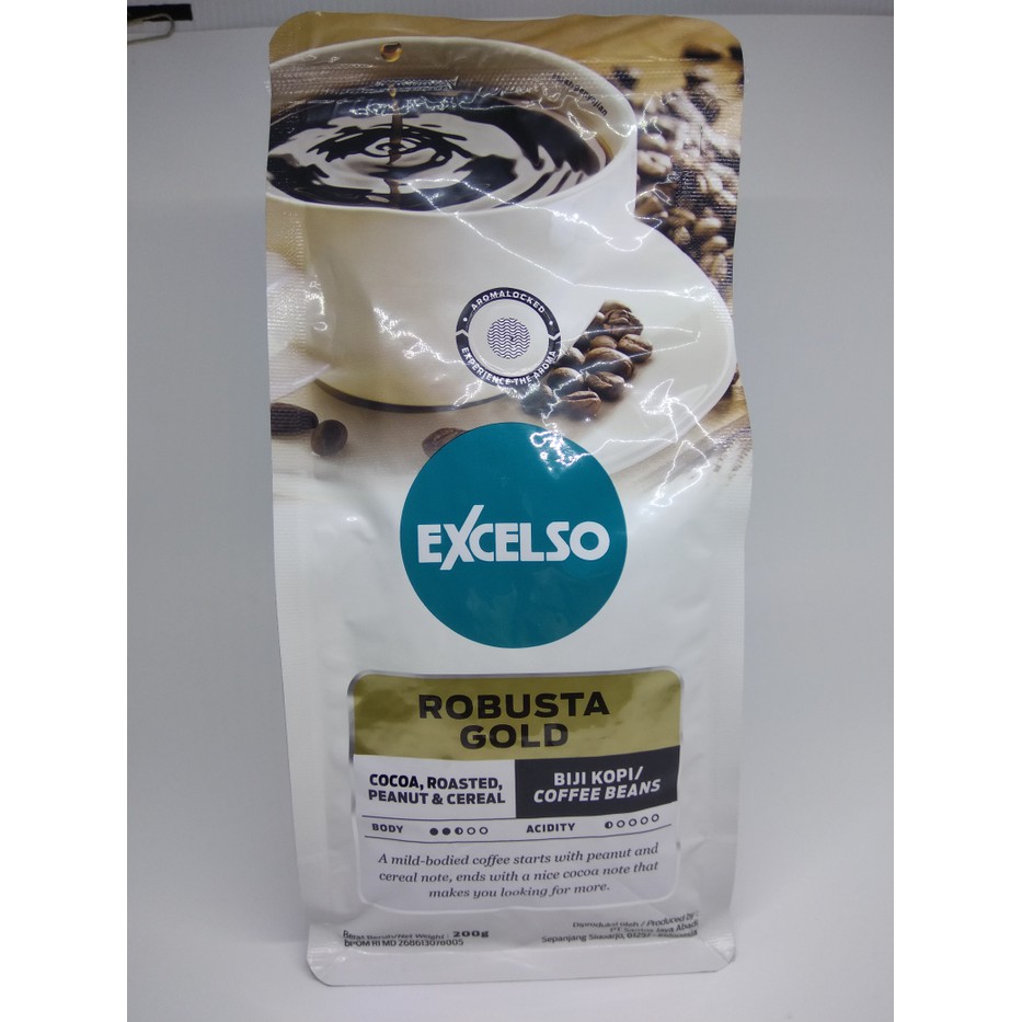 

excelso robusta gold bean (biji) kopi smoky n bold 200gr - kkp2238