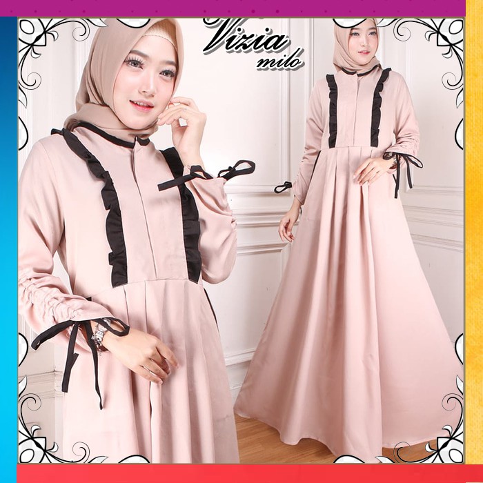 289 Baju Gamis Muslim Wanita Vizia Maxi Gamis Syari Saku Depan Cantik Model Baju Masa Kini Shopee Indonesia