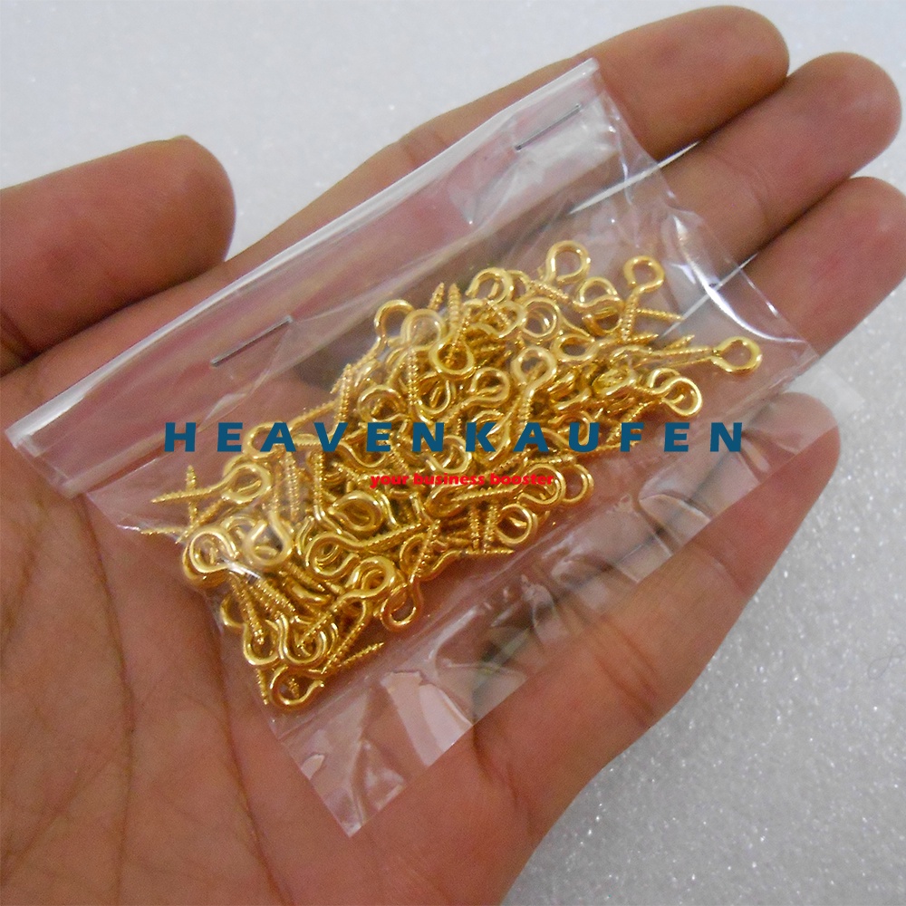 Sekrup Paku Ulir Gantungan Kunci Craft DIY Kecil Panjang 12 mm Warna Gold Emas Harga Per Pack isi 100 Pcs