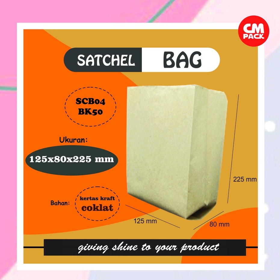 

PAPER BAG SATCHEL BAG SCB19 BK 50 (1 PACK ISI 100 PCS)
