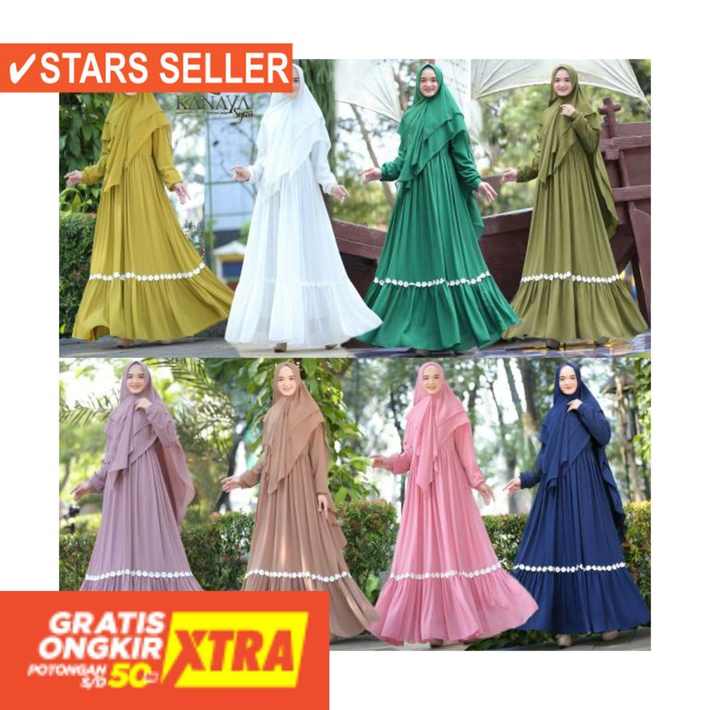 BAJU LEBARAN PAKAIAN MUSLIMAH SYARI BERGO BALOTELI / Gamis/Kanaya syar'i/original