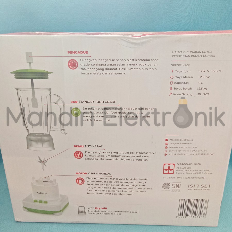 Blender Maspion MT-1207 2in1 Blender Plastik