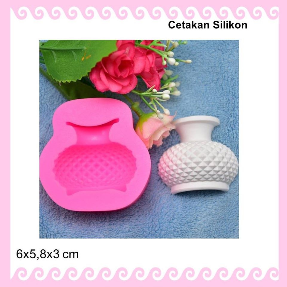 CETAKAN SILIKON SILICONE MOLD CETAKAN FONDANT CETAKAN CLAY FOOD GRADE SAFE MOTIF POT 3 DAN 5 DIMENSI