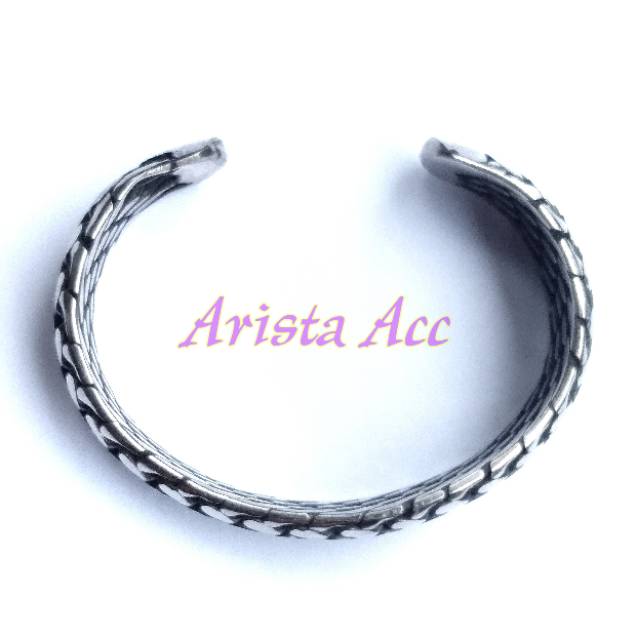 [16.5mm] Gelang Papua besi putih [stainless baja ]pria anti karat selamanya