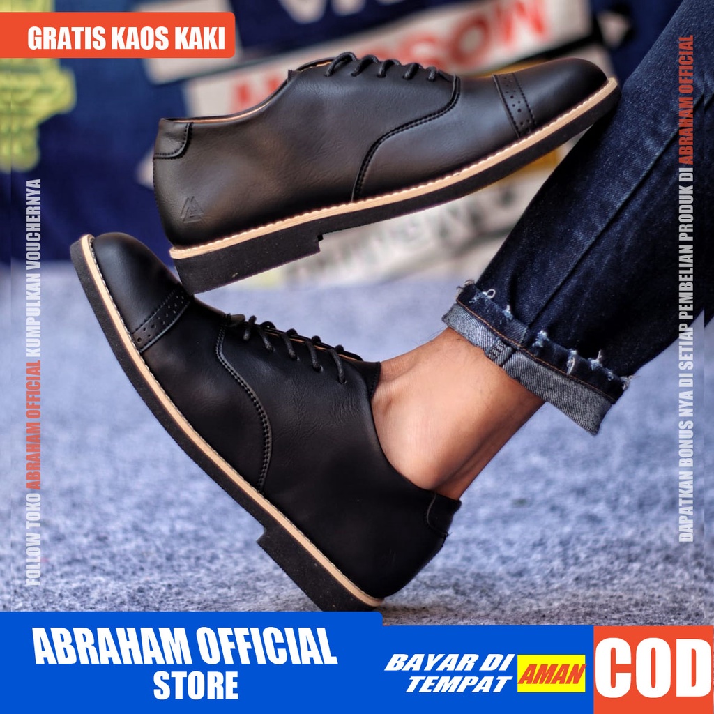 ROHAN Sepatu Formal Pria Sepatu Casual Pria Kulit Pu Sepatu Pria Casual Sepatu Kasual Cowok / Cowo Oxford Kerja Kantor Kuliah Kondangan Gaya Keren Kekinian Original Murah Terlaris